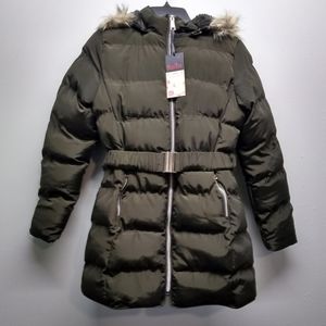 HanTon Junior's Olive Green Puffer Coat Size L NWT
